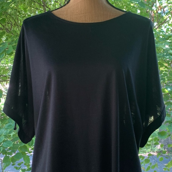 Black Short Sleeve Top With Ties At Sleeves NWOT - Picture 3 of 7